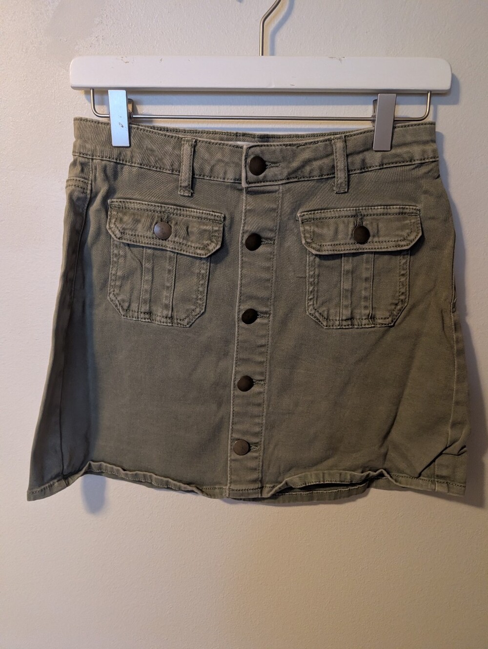 Altar'd State Olive Green Button Front Mini Skirt Size X Small